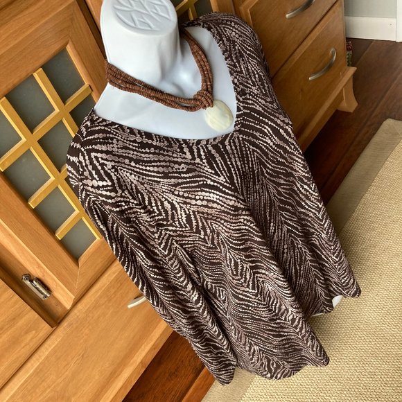 Easywear by Chico's Brown Animal Print Tunic Top  2 (Medium 12) - Picture 4 of 5